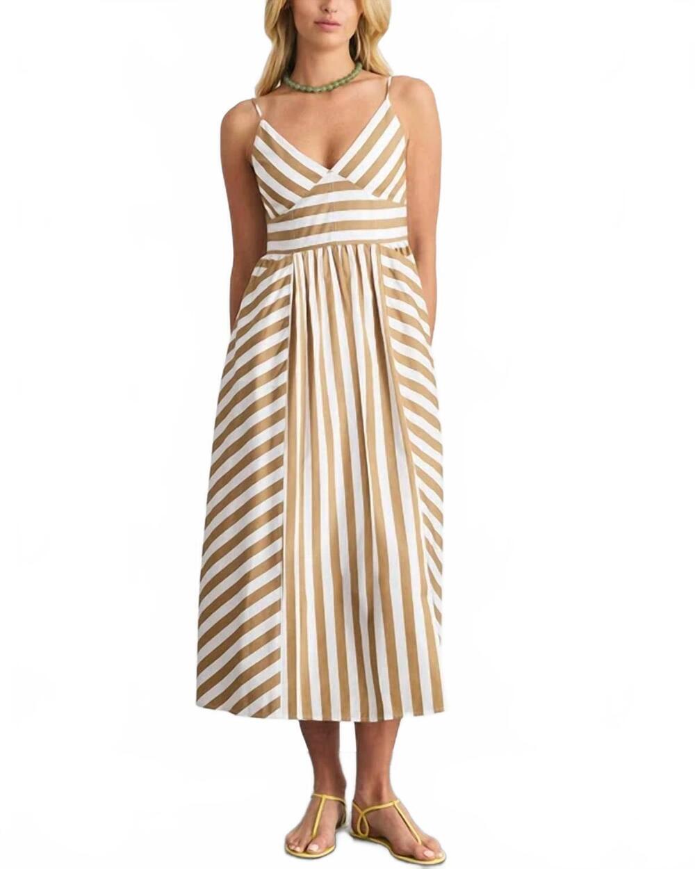 NEW TANYA TAYLOR vivien midi dress in beige